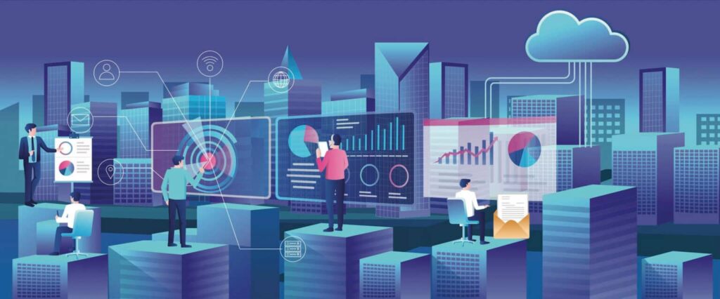 Futuristic representation of digital marketing landscape