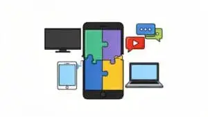 Connected devices illustrating media convergence across digital platforms and smart technology