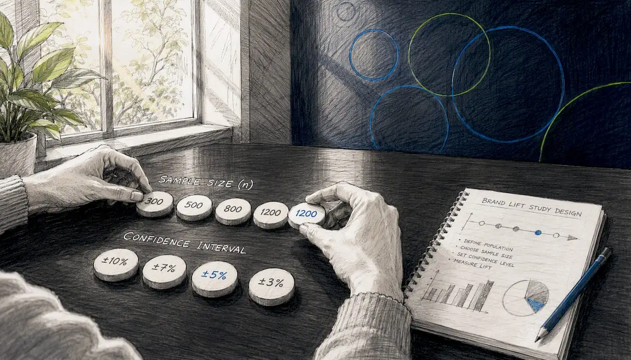 Hands placing tokens representing sample size