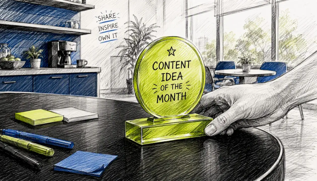 Hand placing content idea award on table