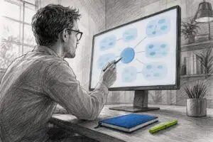 Strategist reviewing content pillar architecture