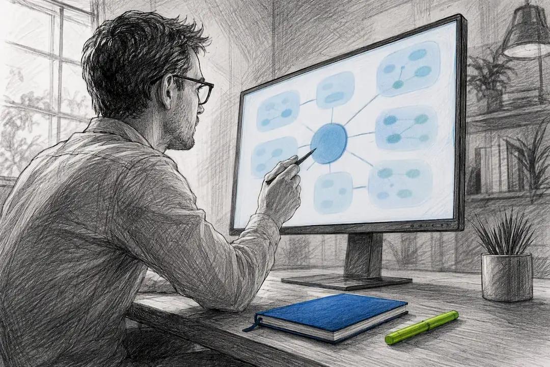 Strategist reviewing content pillar architecture