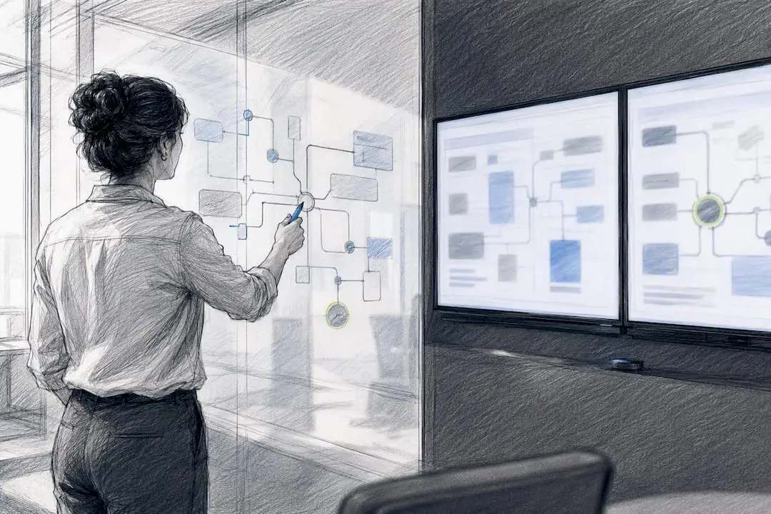 Marketing specialist reviewing martech integration flows
