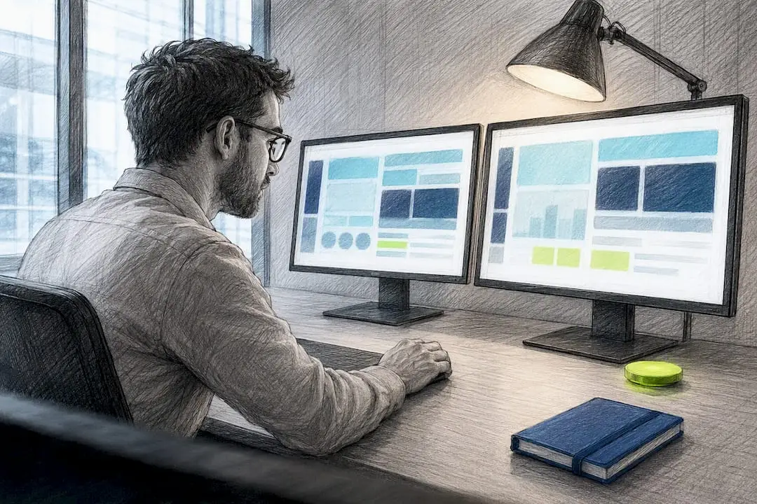 Analyst reviewing marketing automation data