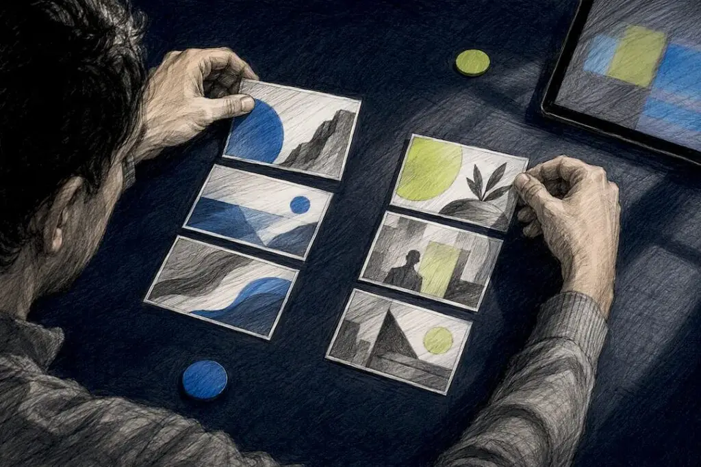 Strategist sorting anonymous ad creative variants