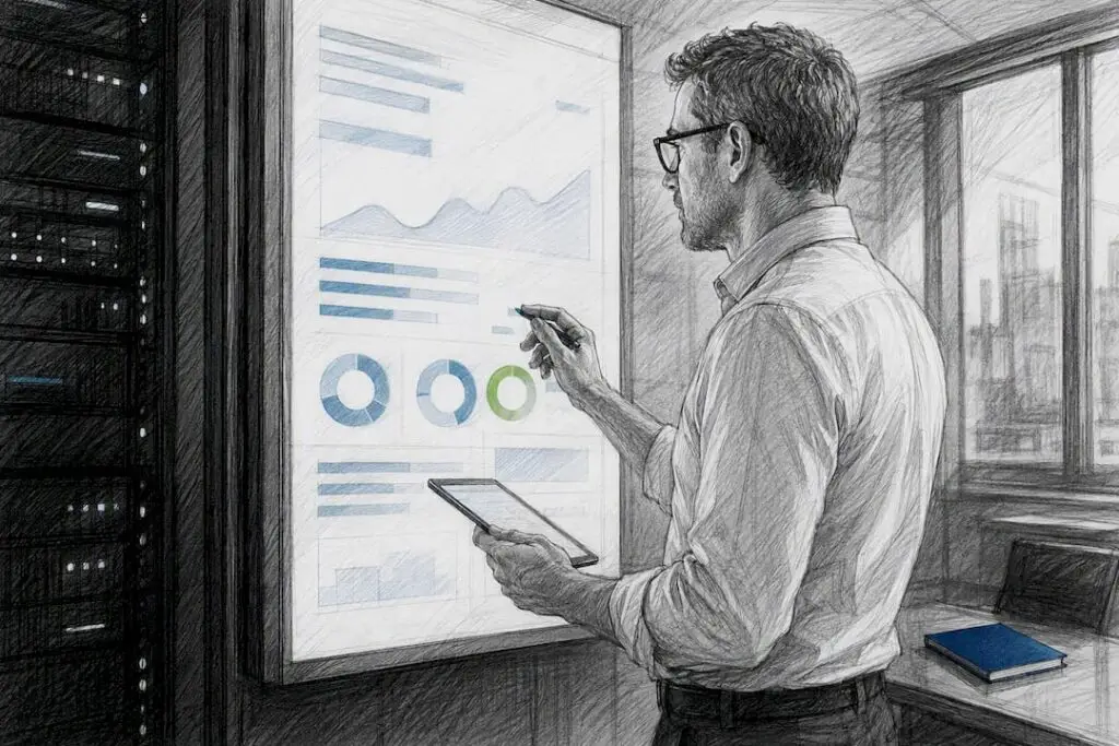 Marketing leader reviewing predictive customer scores