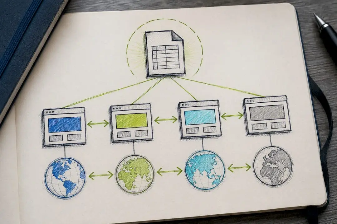 Central sitemap linking regional site versions