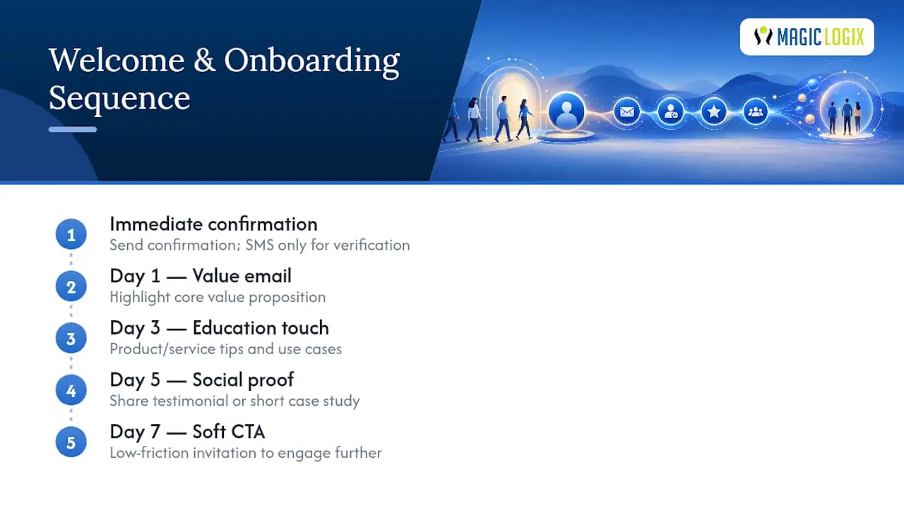 Five-step welcome onboarding automation sequence
