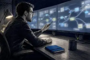 Analyst monitoring real-time customer journeys