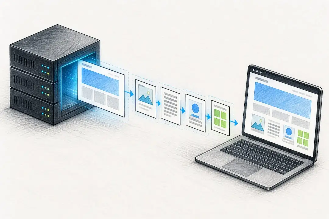 Illustration of streamed page content delivery