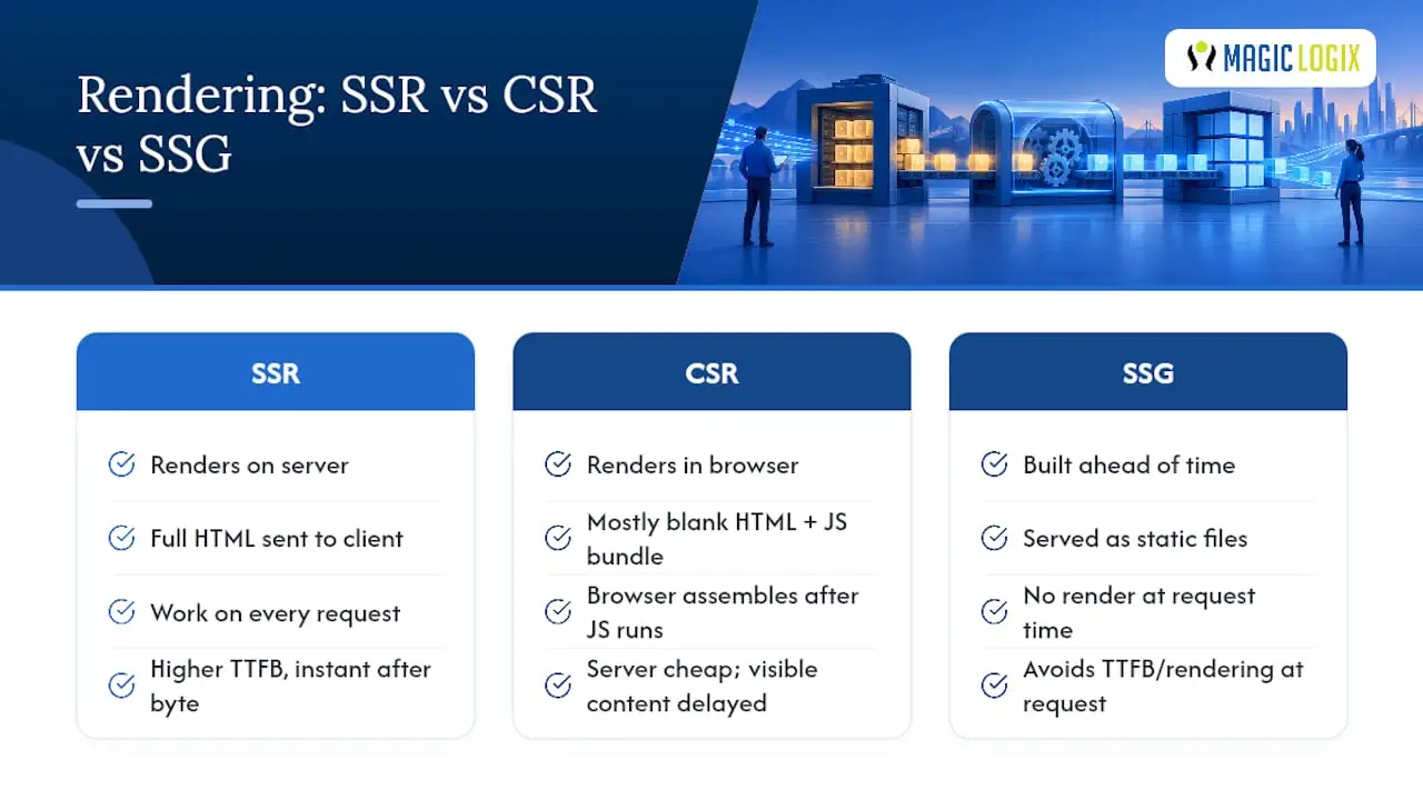 Comparison of SSR CSR and SSG rendering