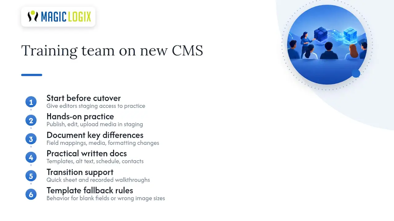 Training your team on the new CMS — overview diagram
