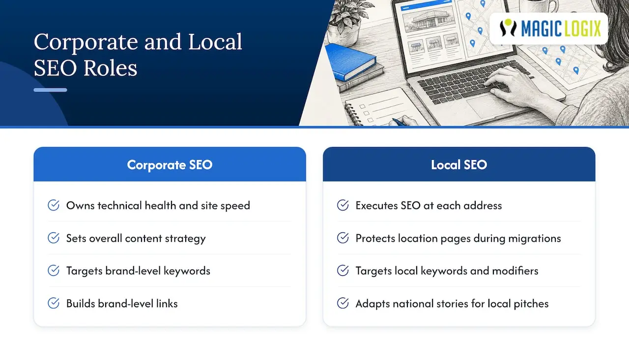 Integrating Multi Location SEO With Corporate SEO Strategy — overview diagram