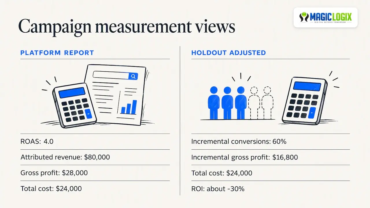 Campaign ROI changes after a holdout test