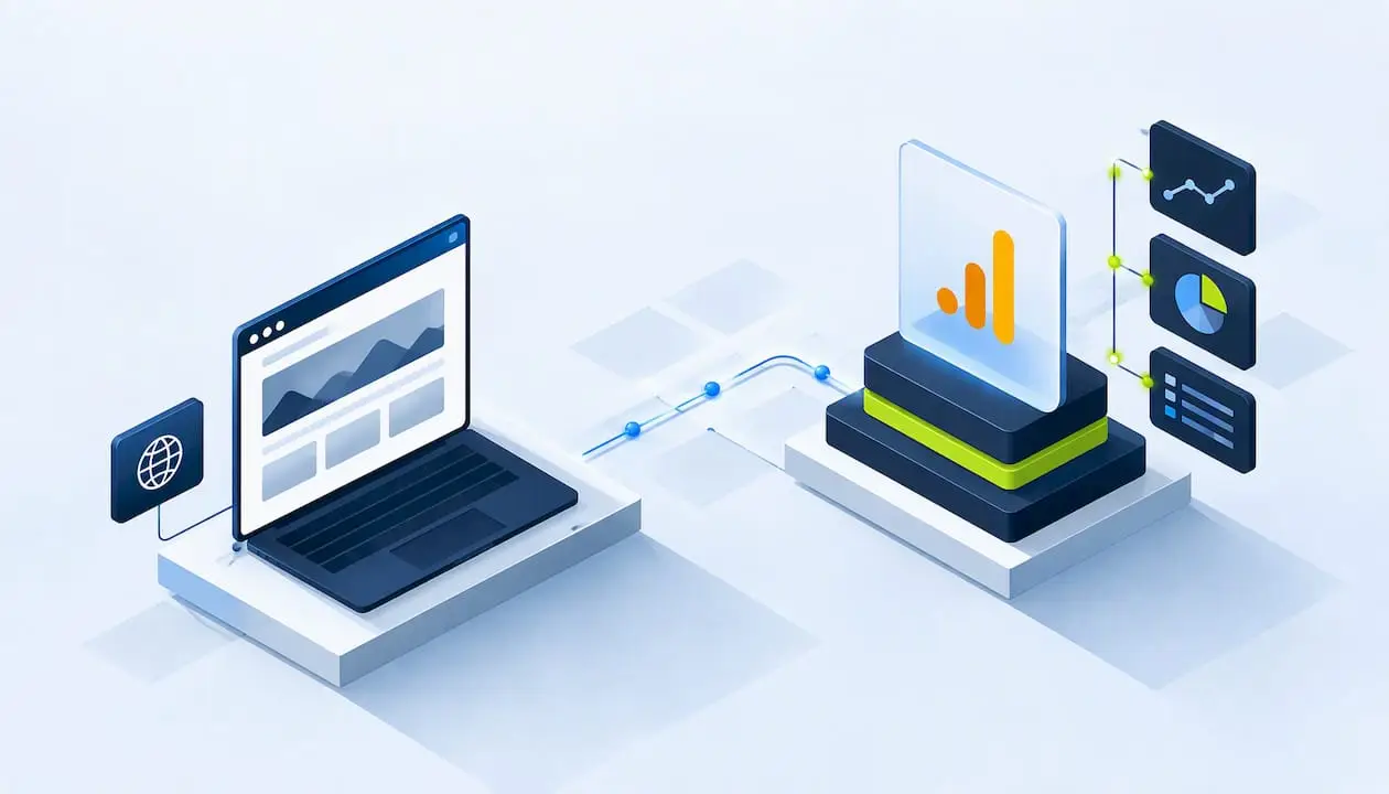 Geometric illustration of a GA4 data connection