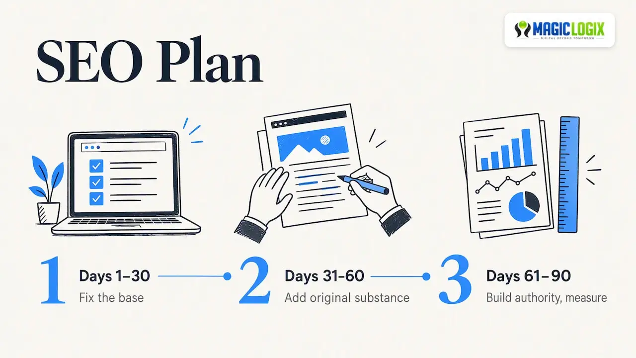 A 90-day plan for a small or mid-sized business — overview diagram
